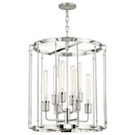 Hudson Valley Lighting - Hyde Park 8-Light Pendant, Finish: Polished Nickel - Our Hyde Park family is all about the details. Along the top and bottom of each rod is a knurled section of machined brass. In the hanging versions, this knurled quality is echoed in a thick handsome band around each of the candle cups. Wall and flush mounts enclose light emitting diodes (LEDs) in a white glass diffuser, surrounded by these elegant rods, resulting in a work of restrained sophistication.