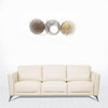 83" Cream Leather And Black Sofa