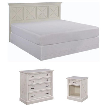 Home Square 3-Piece Set with King Headboard and Nightstand and Chest