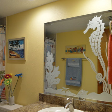 bathroom mirrors  and shower glass