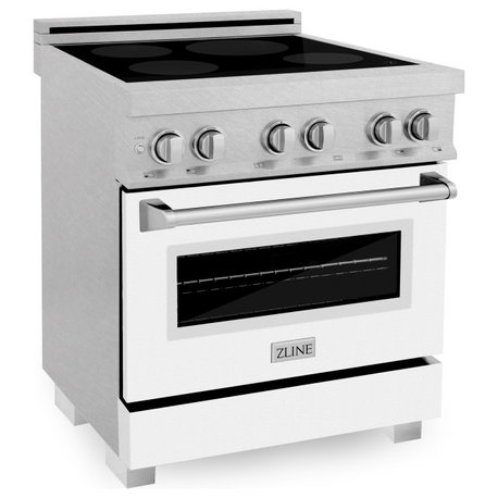 ZLINE 30" Induction Range, DuraSnow Steel With a White Matte Door RAINDS-WM-30