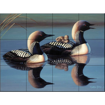 Tile Mural, Arctic Loons by Cynthie Fisher