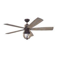 Farmhouse Ceiling Fans | Houzz - Craftmade - Winton Ceiling Fan, Aged Bronze With Weathered Pine Accents,  56