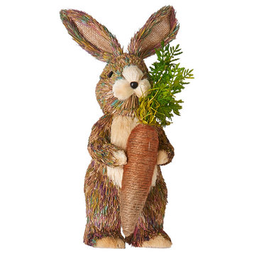 Standing Straw Rabbit With Carrot, 12"