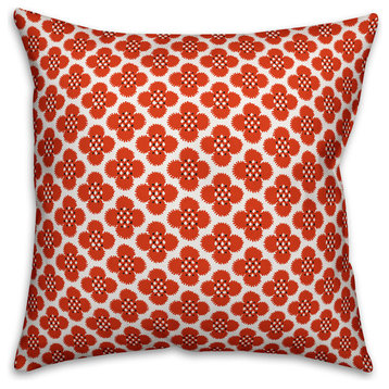 Red Floral Pattern Outdoor Throw Pillow, 18"x18"