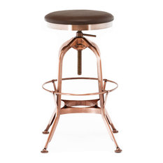 Design Lab MN - Toledo Adjustable Barstool 24.4", 28.75", Vintage Copper; Brown, 16.5"x16.5" - Bar Stools and Counter Stools