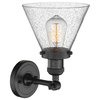 Large Cone 1-Light LED Sconce, Matte Black, Glass: Seedy