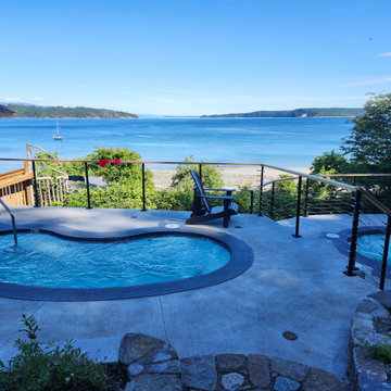 Black metal post cable railing project in Vancouver Island, British Columbia