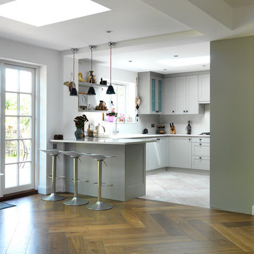 Oversized smoked oak parquet