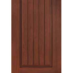 External Single Door 96 Fiberglass 2 Panel V-Grooved Solid - Front Doors