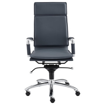 Gunar Pro High Back Office Chair, Blue Leatherette/Chrome