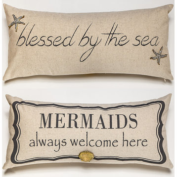 Mermaids Beach House Double Sided Pillow With Pins