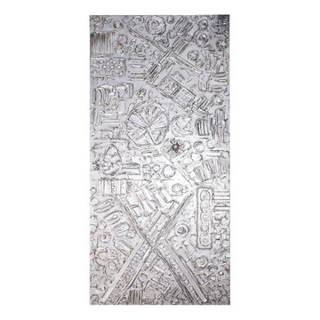 SHANNON NEUMANN SILVER PANEL COLLAGE ART, SIGNED