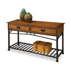 Homestyles Modern Craftsman Wood Console Table in Brown