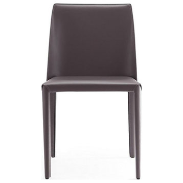 Manhattan Comfort Paris 17.32" Leather Dining Chair in Gray (Set of 2)