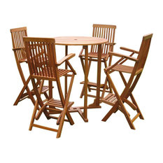 50 Most Por 4 Person Outdoor Pub And Bistro Sets For 2018 Houzz International Caravan Lugo Set Of 5 Bar Height Table Group Brown Stain Outdoor