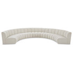 Meridian Furniture - Infinity Black Boucle Fabric Upholstered Arc Shaped Modular Sectional, Cream, 7-Piece, Arc-Shaped - Mix and match this Infinity boucle fabric modular chair with other items in the Infinity collection to find the best possible seating solution for your gang. Rich cream boucle fabric feels welcoming and soft to the skin, so you stay seated comfortably for the big game or while watching your favorite programs. Deep channel tufting adds to the longevity and durability of this modular chair while giving it texture.