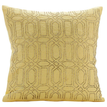 Yellow Palace, Yellow 22"x22" Cotton Linen Pillowcase