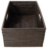 Artifacts Rattan™ Rectangular Shelf Basket with Side Handles, Tudor Black