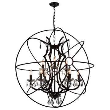 CWI LIGHTING 5465P36DB-9 9 Light Up Chandelier with Brown finish