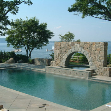 Pool with granite arch