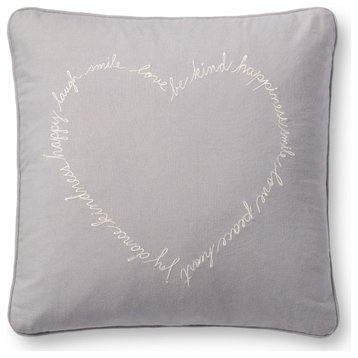 Grey 18"x18" Meaningful Musings Heart Accent Pillow