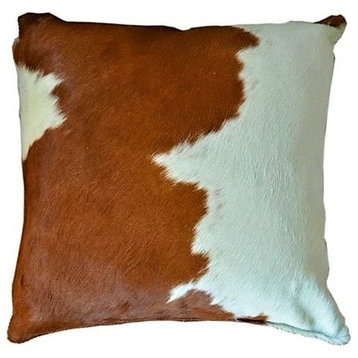 Reversible Cowhide Throw Pillows, Brown & White