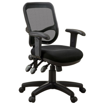 Catania Modern Padded Arm Fabric Mesh Office Chair with Casters in Black