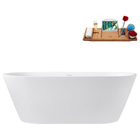 67" Streamline G-51-226-BGM Freestanding Bathtub, Tray, Drain, Brushed Gunmetal