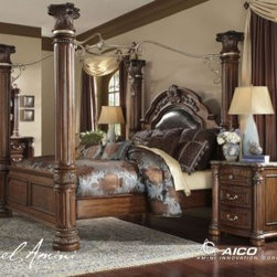 AICO Furniture - King Canopy Bed - N53015R-46R - Bedroom Products