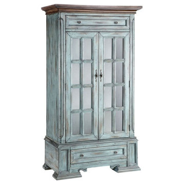 2-Door 2-Drawer Cabinet 3 Inner Shelves - Rustic Blue Two Door Two Cabinet In