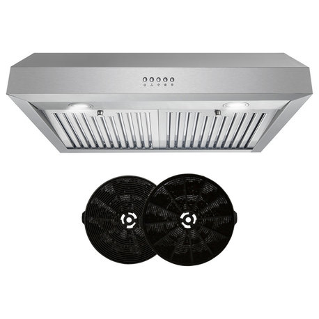 30" Under Cabinet Range Hood, Stainless Steel With LED Lights