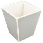 Pacific Connections - Cool Gray & White Lacquer Waste Basket - Cool Gray with White Trim Lacquer Bath Collection. Pacific Connections was founded with the objective to provide the highest quality, lacquer finished, home accessories and furniture products.All products are hand-crafted, with multiple steps, along with meticulous care.Plywood covered in a lacquer finish.