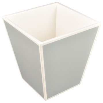 Cool Gray & White Lacquer Waste Basket