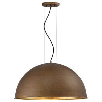 Sommerton 3-Light Pendant, Rubbed Bronze With Gold Leaf