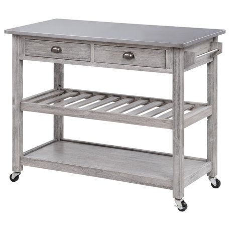 Sonoma Kitchen Cart, Storm Gray Wire-Brush