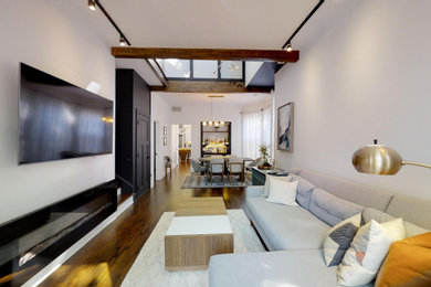 Example of a minimalist living room design in Chicago