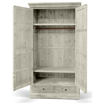 Rustic Solid Wood Wardrobe, Soft White