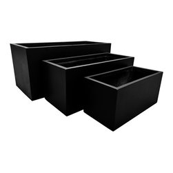StoneLite GRC Trough Planters in custom Australian Dulux Charcoal finish - Outdoor Pots And Planters