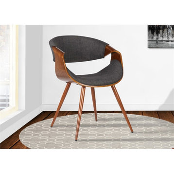 Armen Living Butterfly Modern Fabric Dining Chair in Walnut and Charcoal