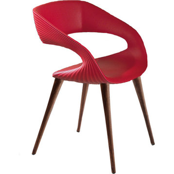 Shape Chair - Red, Oak, Artificial Leather
