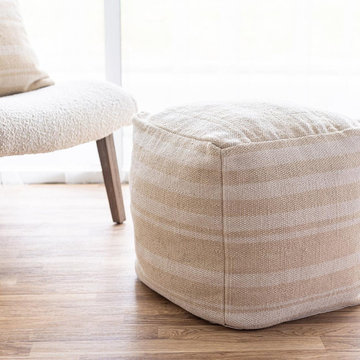 Barcelona Stripe Pouf – Natural