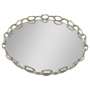 Linked Mirrored Tray, Brass, Large