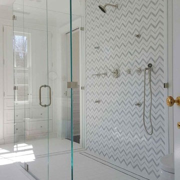 Glass Shower Enclosure with 2 Panels, Door and Double Return