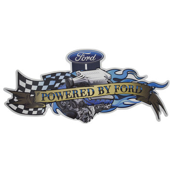 Powered by Ford Vintage Embossed Metal Wall Decor Sign