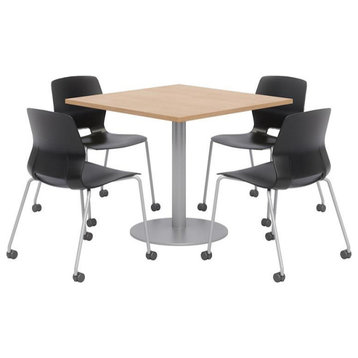 Olio Designs Maple Square 36in Lola Dining Set - Black Caster Chairs