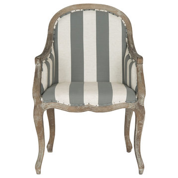 Safavieh Esther Arm Chair, Gray, Off-White Stripe