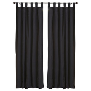 Twill Blackout Reversible Curtain Panels Set of 2, Black/Steel Grey