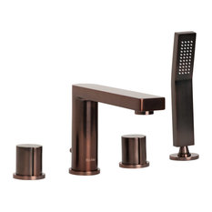 Friedrich Deck-Mount Roman Bathtub Faucet Filler and Hand Shower, Brushed Bronze