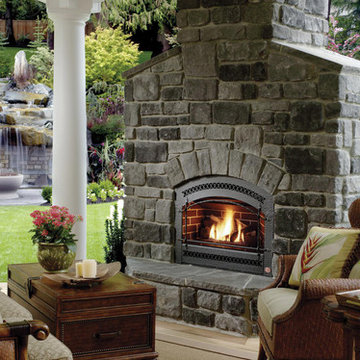 Rustic Stone Outdoor Fireplace